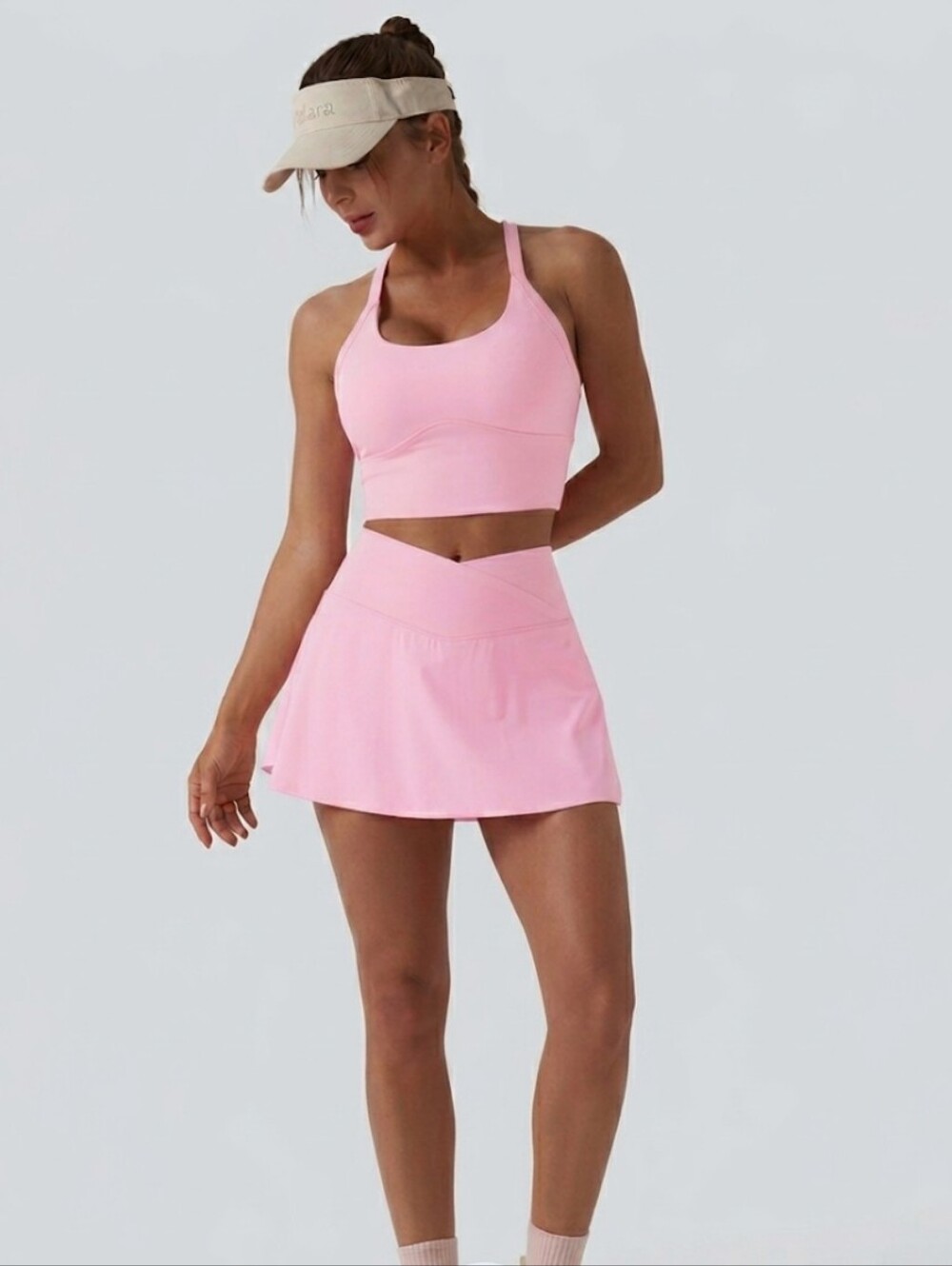 Twist-back Crop Top And Skort Set